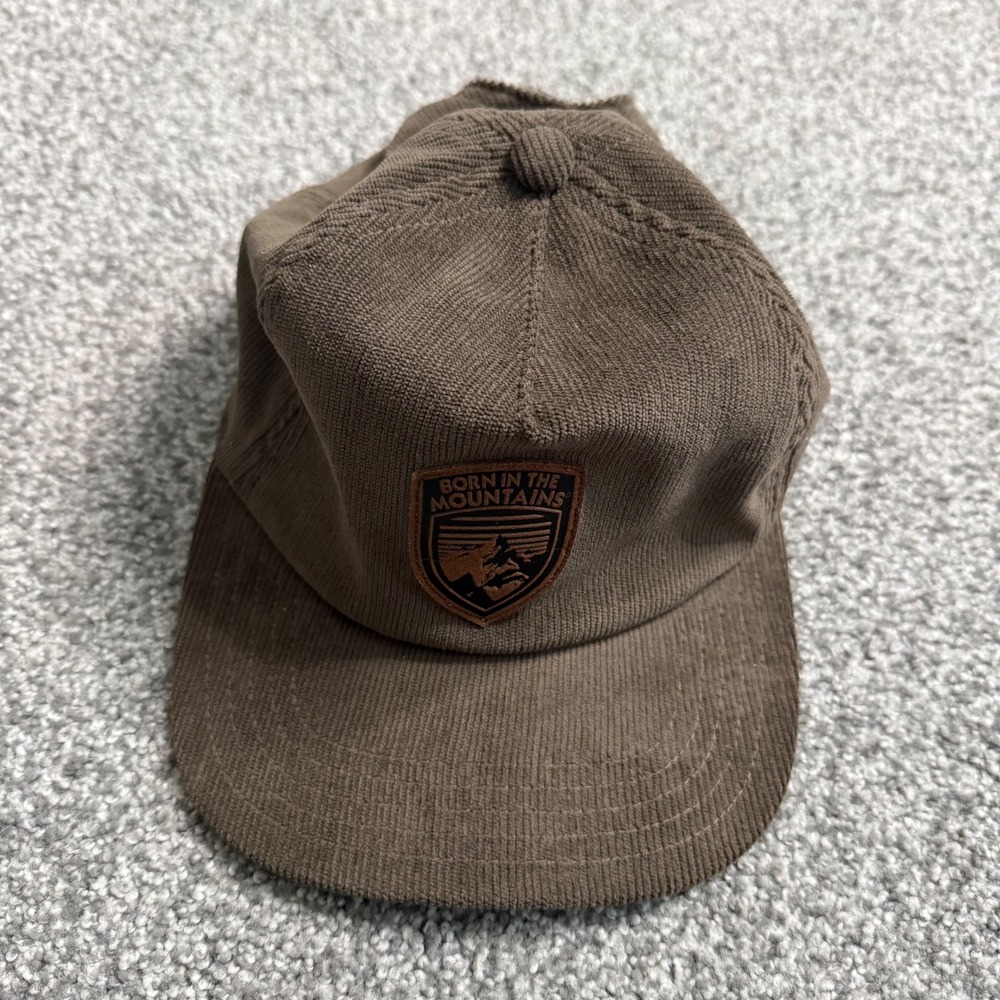 Kuhl Brown Corduroy Hat Born in the Mountains Adjustable Leather Strap Cap
